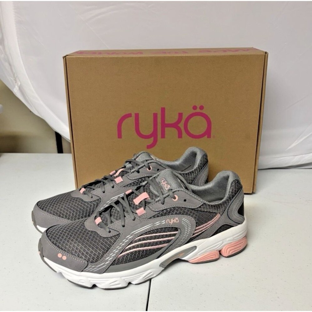 Ryka Ultimate Running Shoes Gray Rose Lace Up Athletic Sneakers Womens Size 10